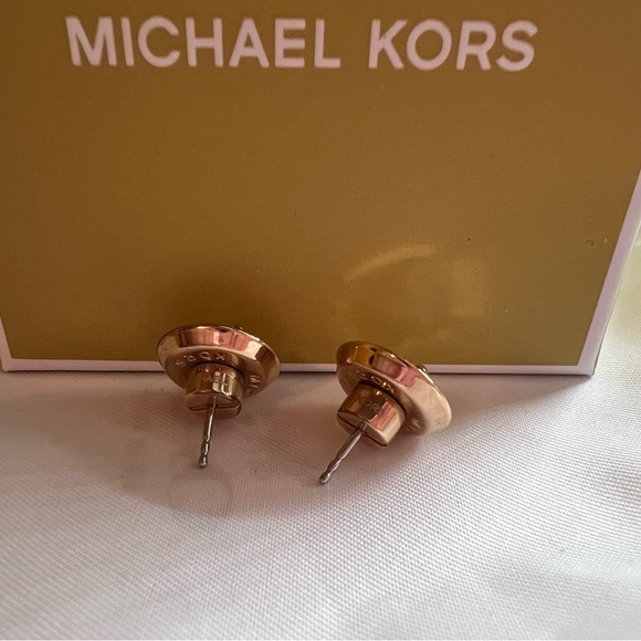 Michael Kors gold stud logo circle earrings. Worn maybe 3 times. - Picture 3 of 3